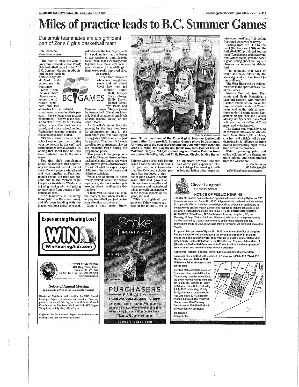 Photo of West Shore Zone 6 girls basketball team (pre-B.C. Summer Games)