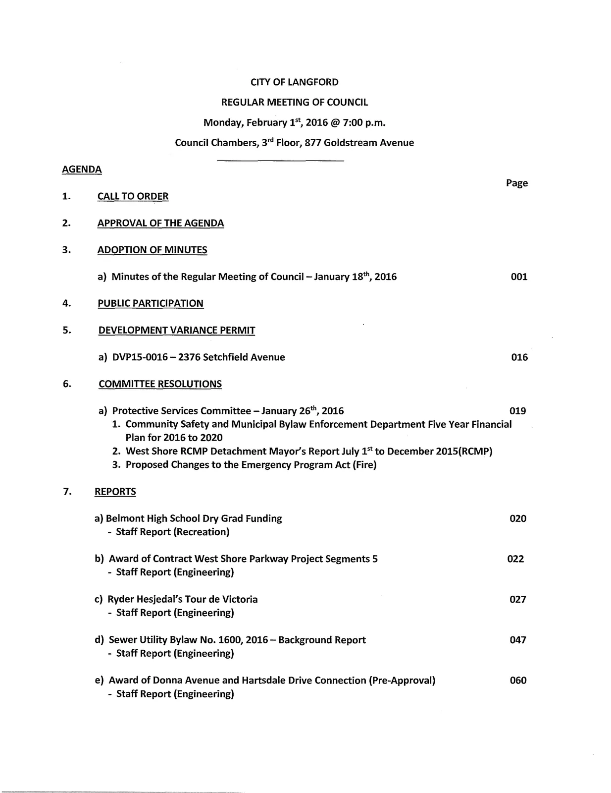 Agenda page 1