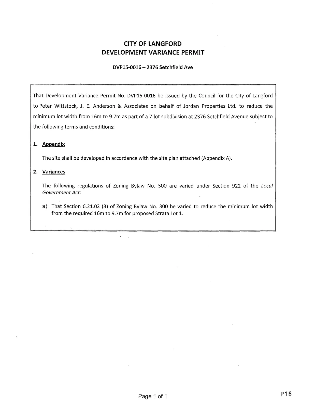 Development Variance Permit page image