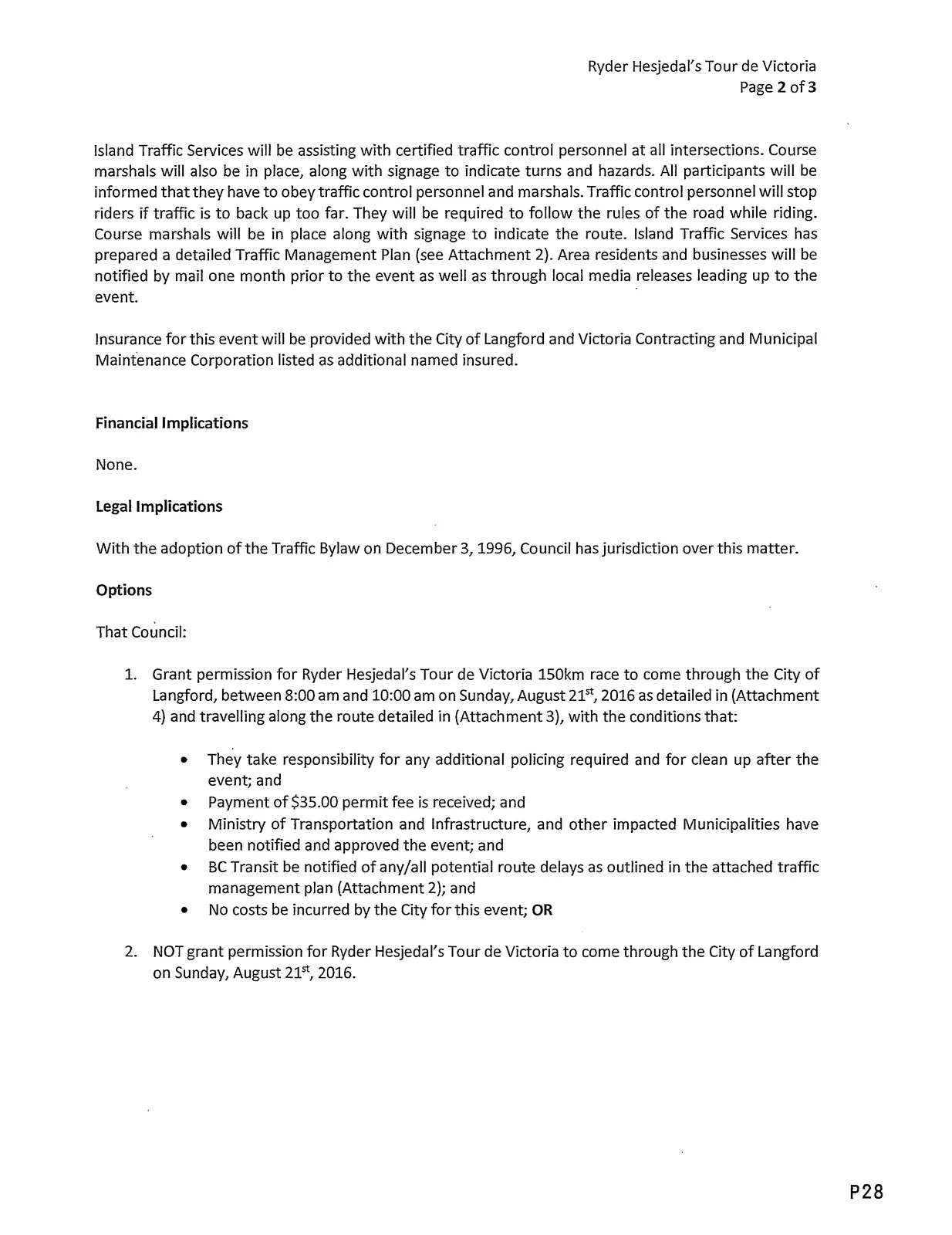 Page 31 — Traffic management plan and event logistics