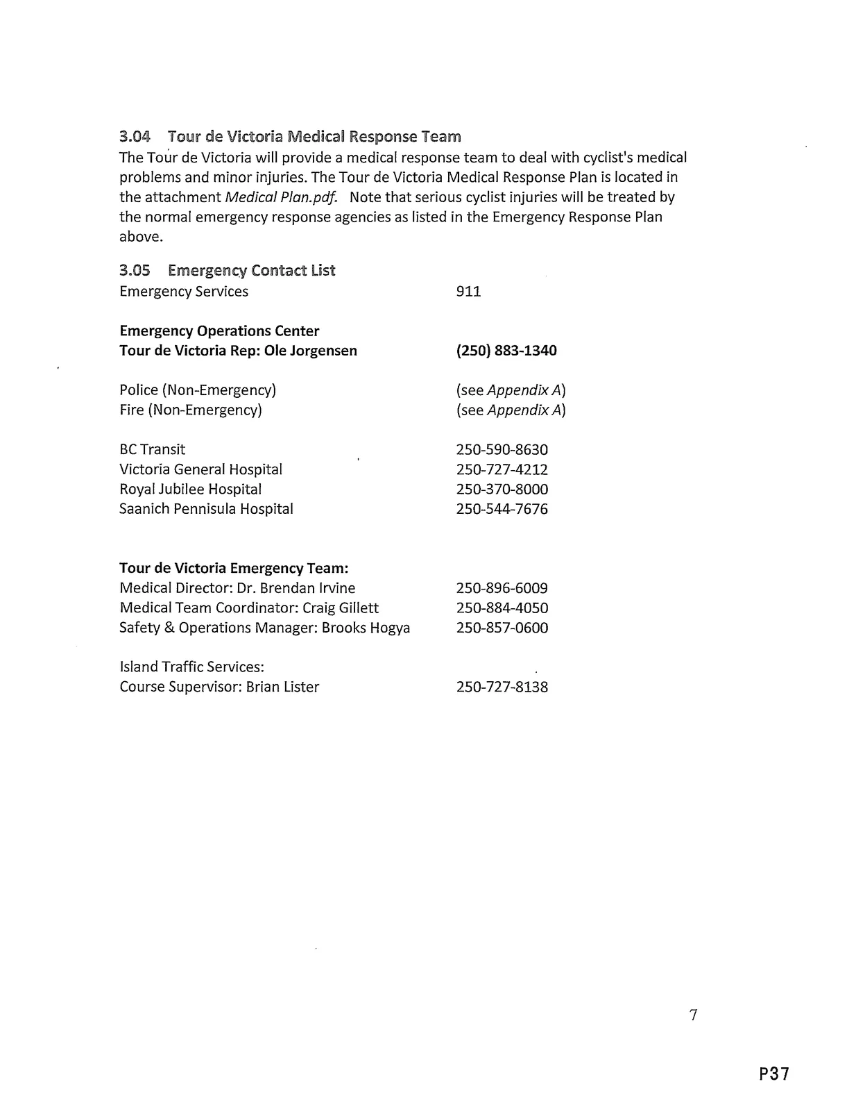 Emergency Contact List