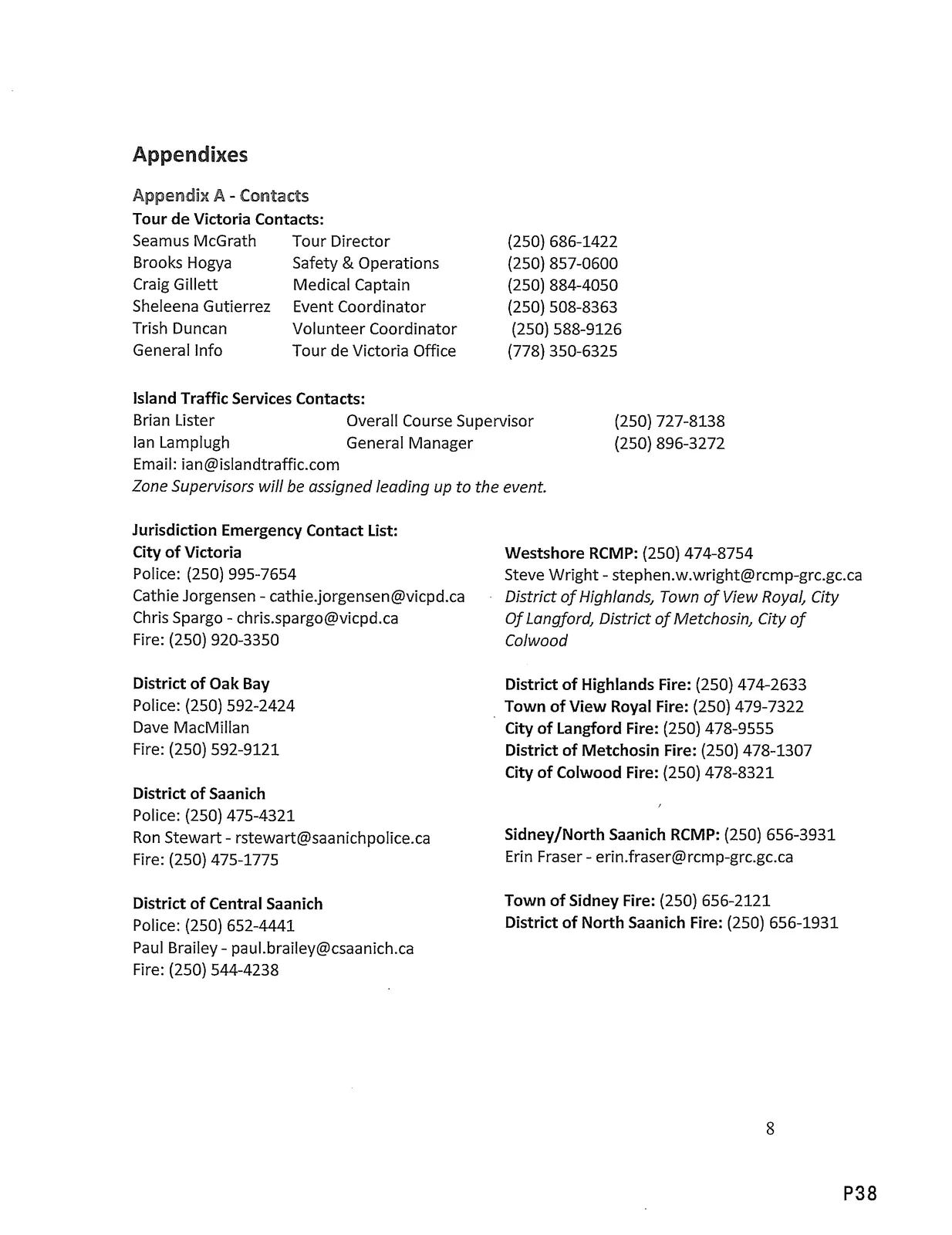 Appendix A contacts page image