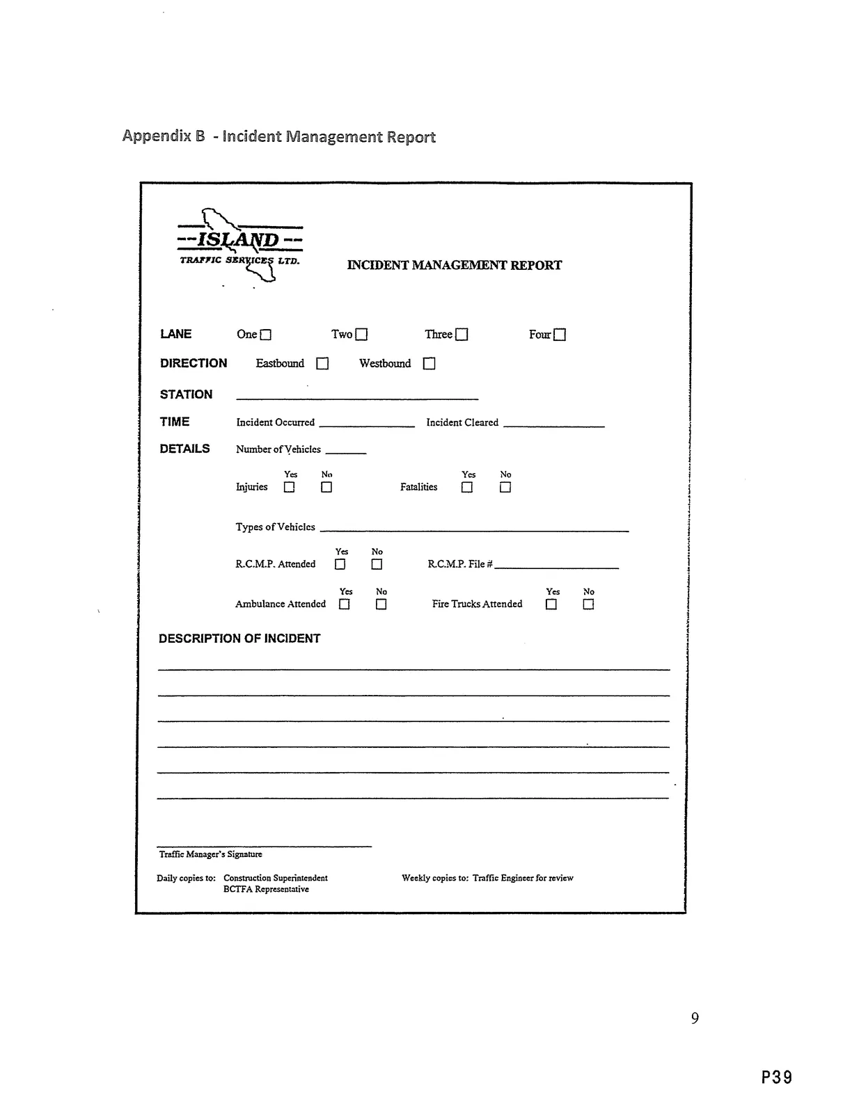Incident Management Report form