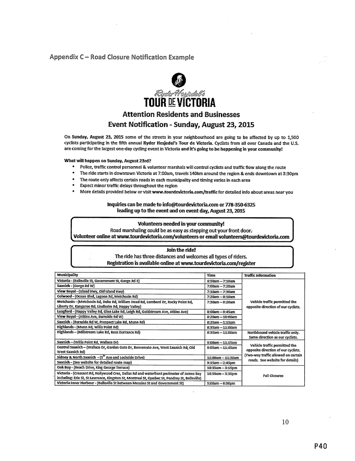 Road Closure Notification Example