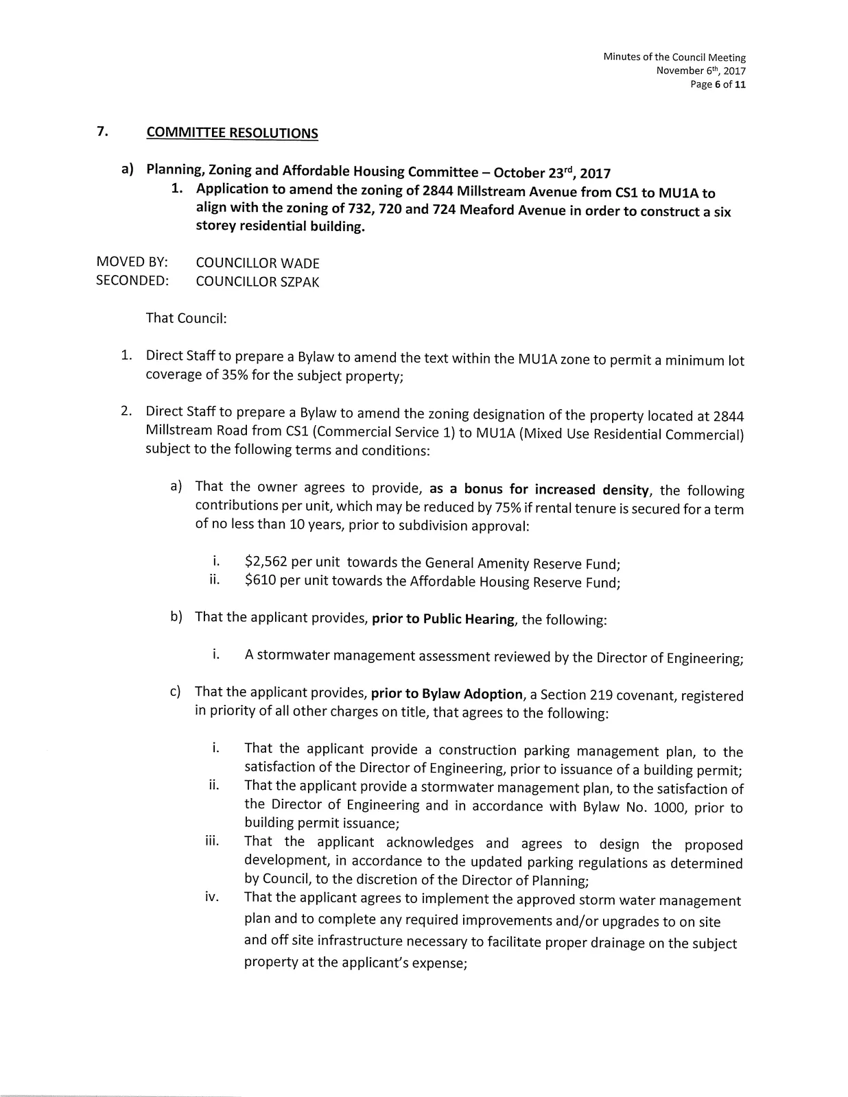 Scan of page containing Committee Resolutions beginning