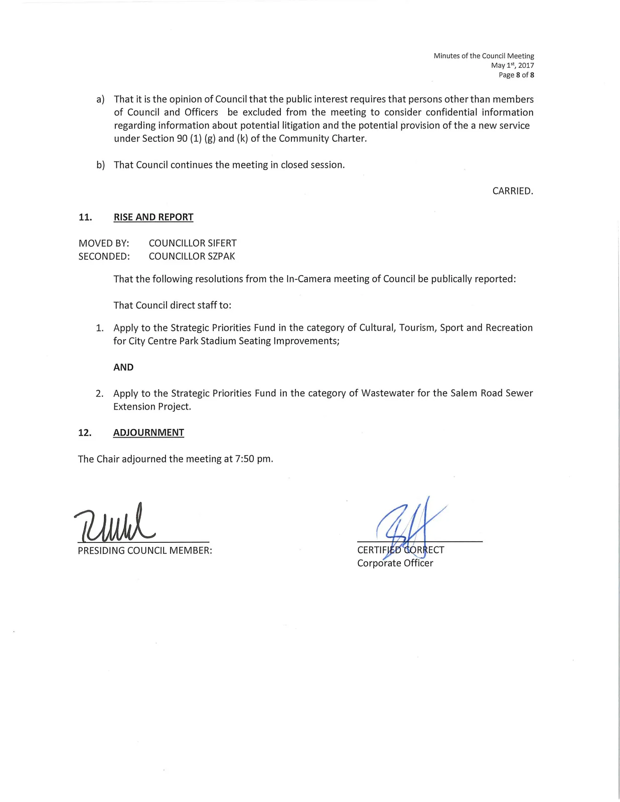 Page 8 scan of meeting minutes