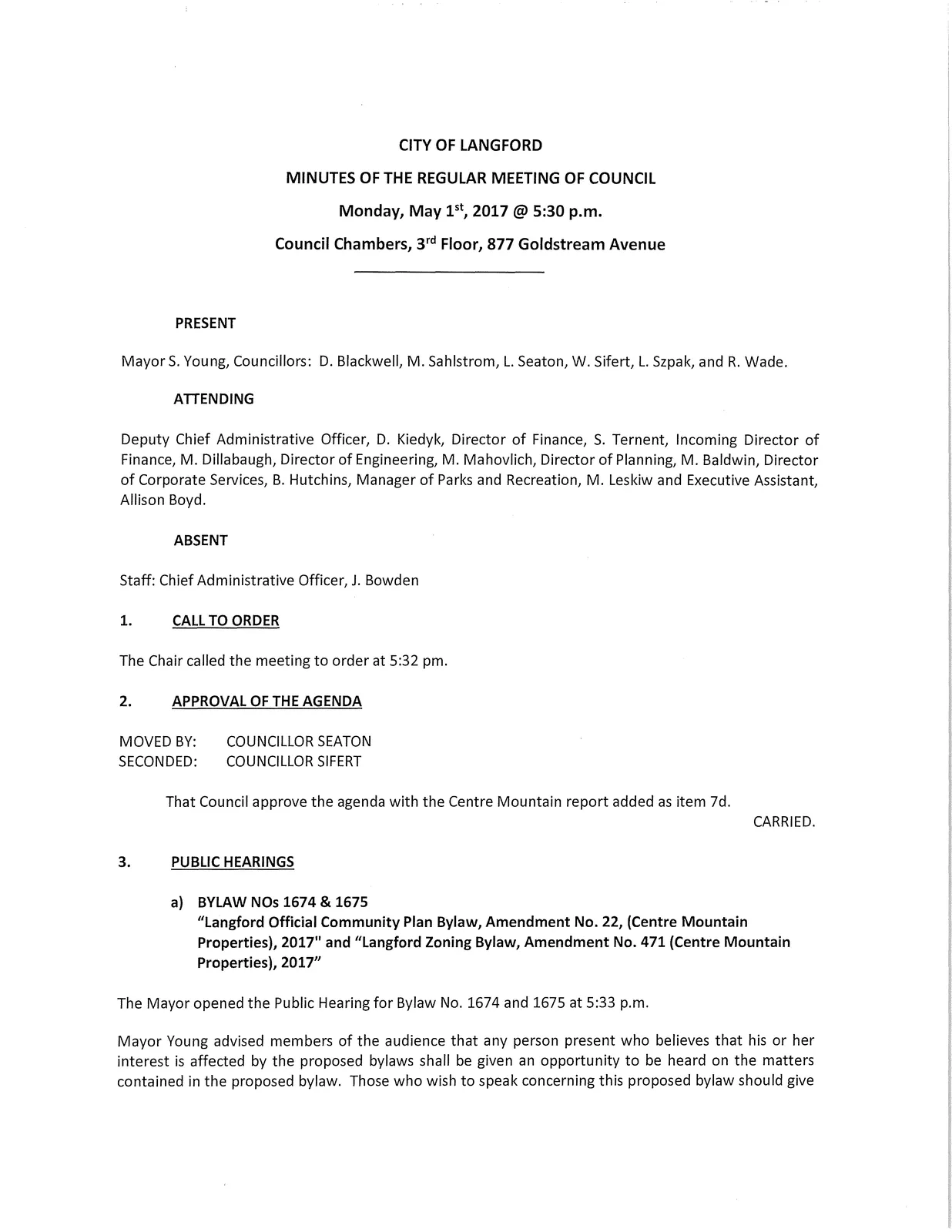 Page 1 scan of meeting minutes