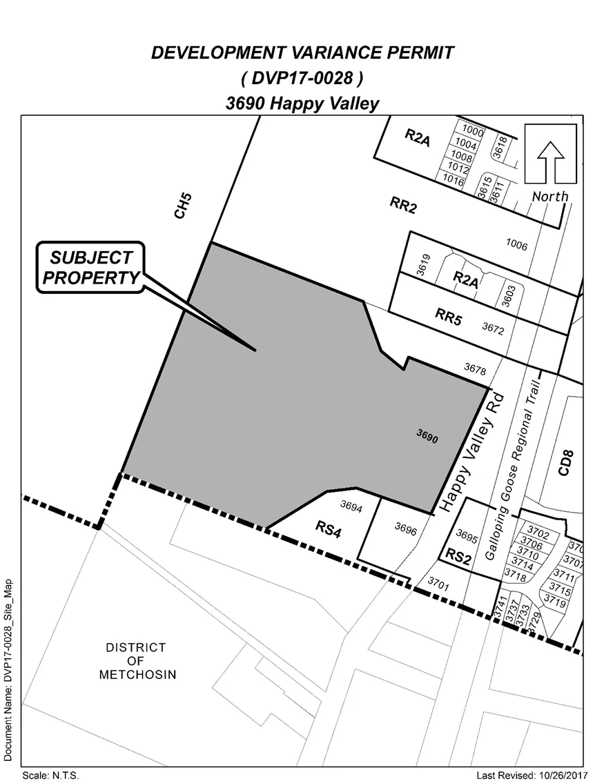 Site plan / map showing subject property at 3690 Happy Valley Road