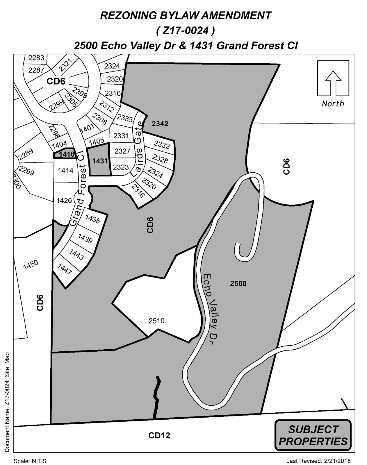Plan showing the subject property and the lands shaded