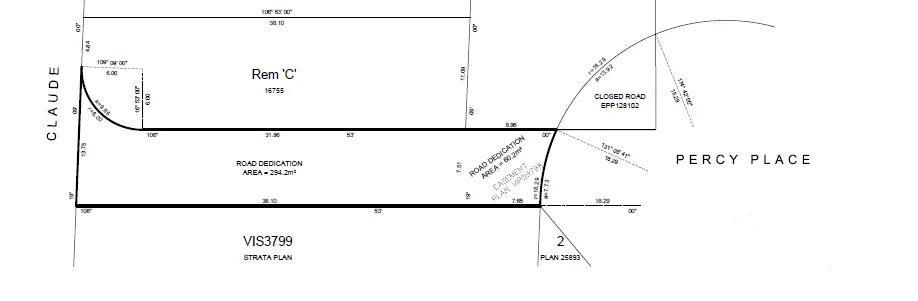 Subject Properties map showing Percy Place cul-de-sac and surrounding properties