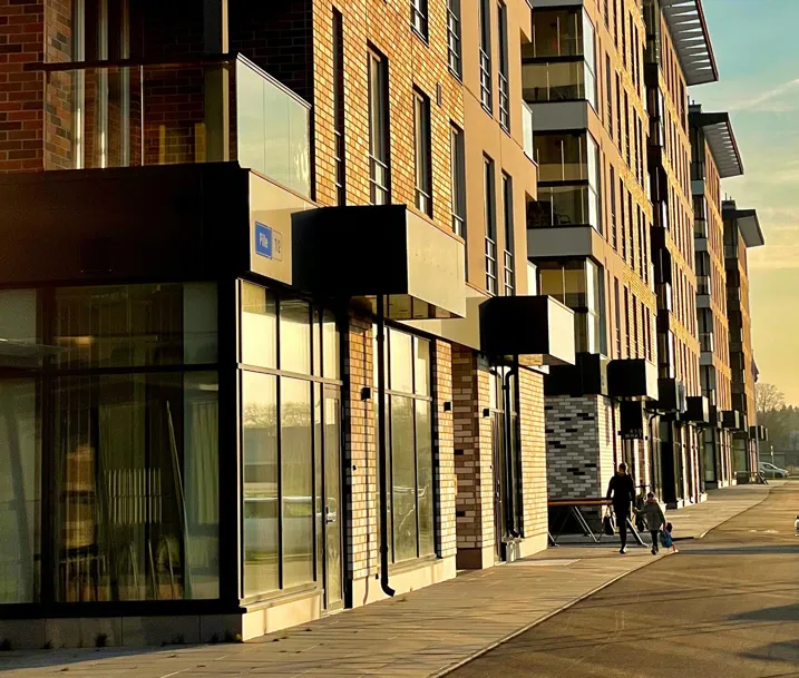 Medium-density residential shared entrance.