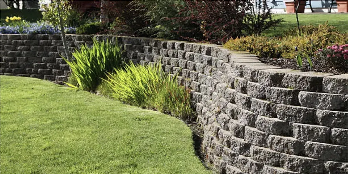 Grade transitions defining private yards.