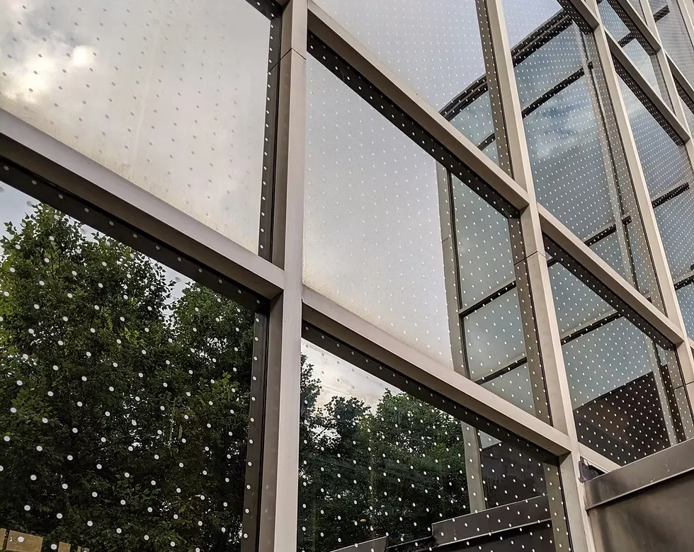 Bird-friendly glass designed to reduce light pollution.