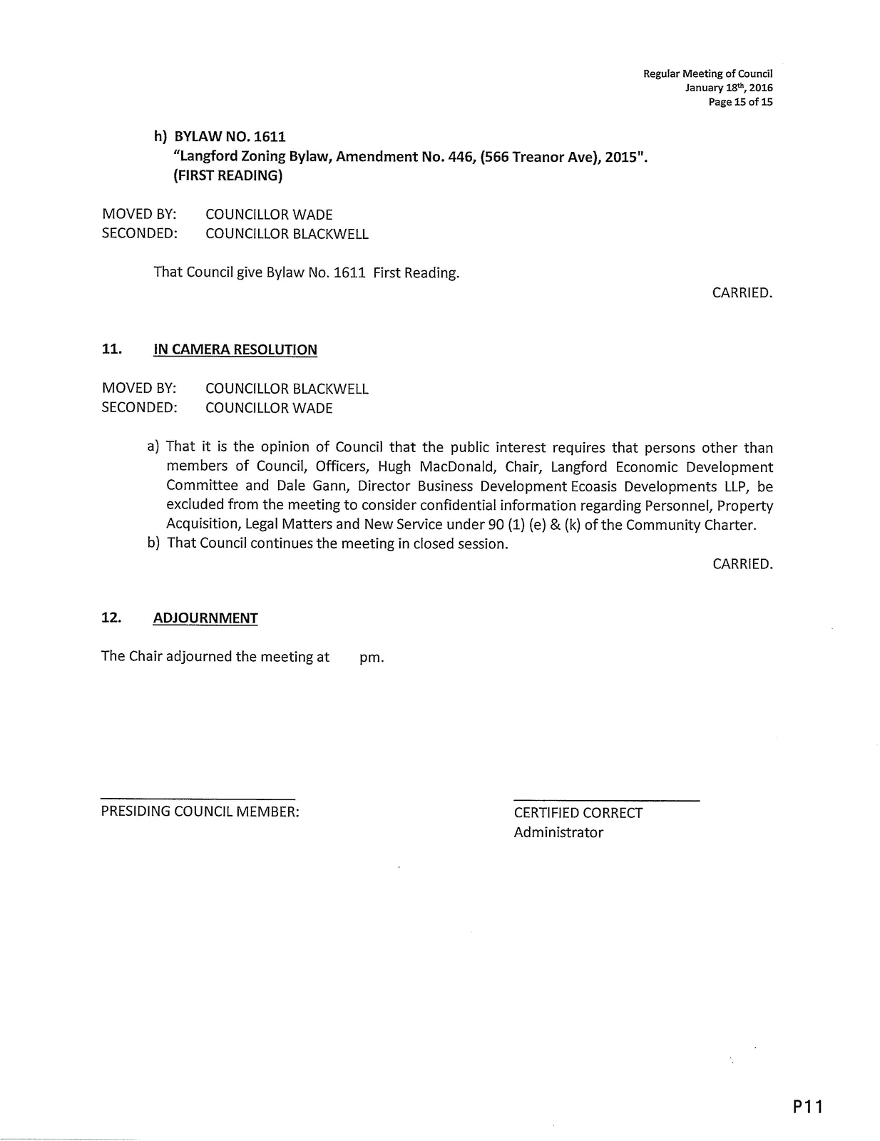 scanned page of meeting minutes