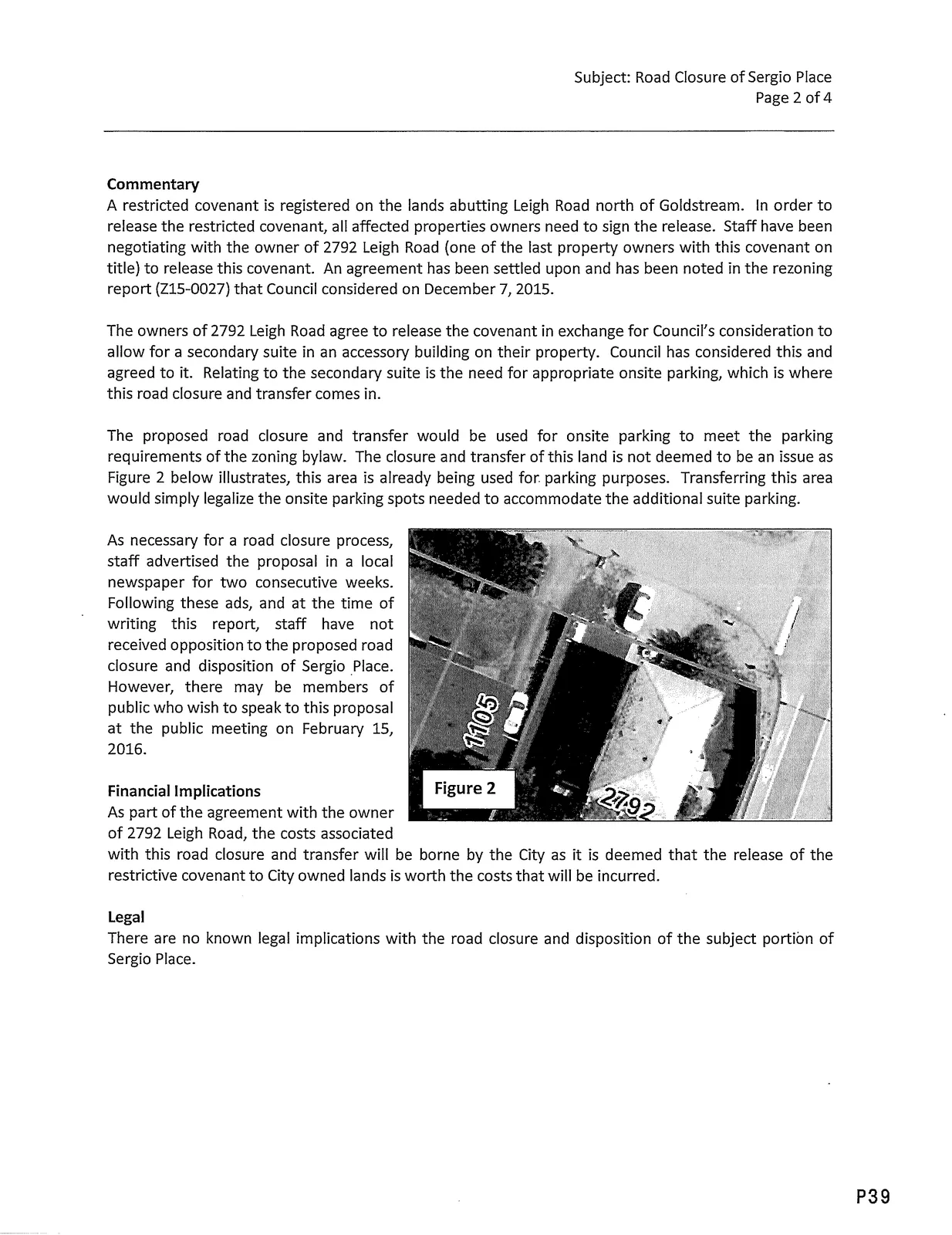 Area already being used for parking on Sergio Place (photo/diagram illustrating existing parking)