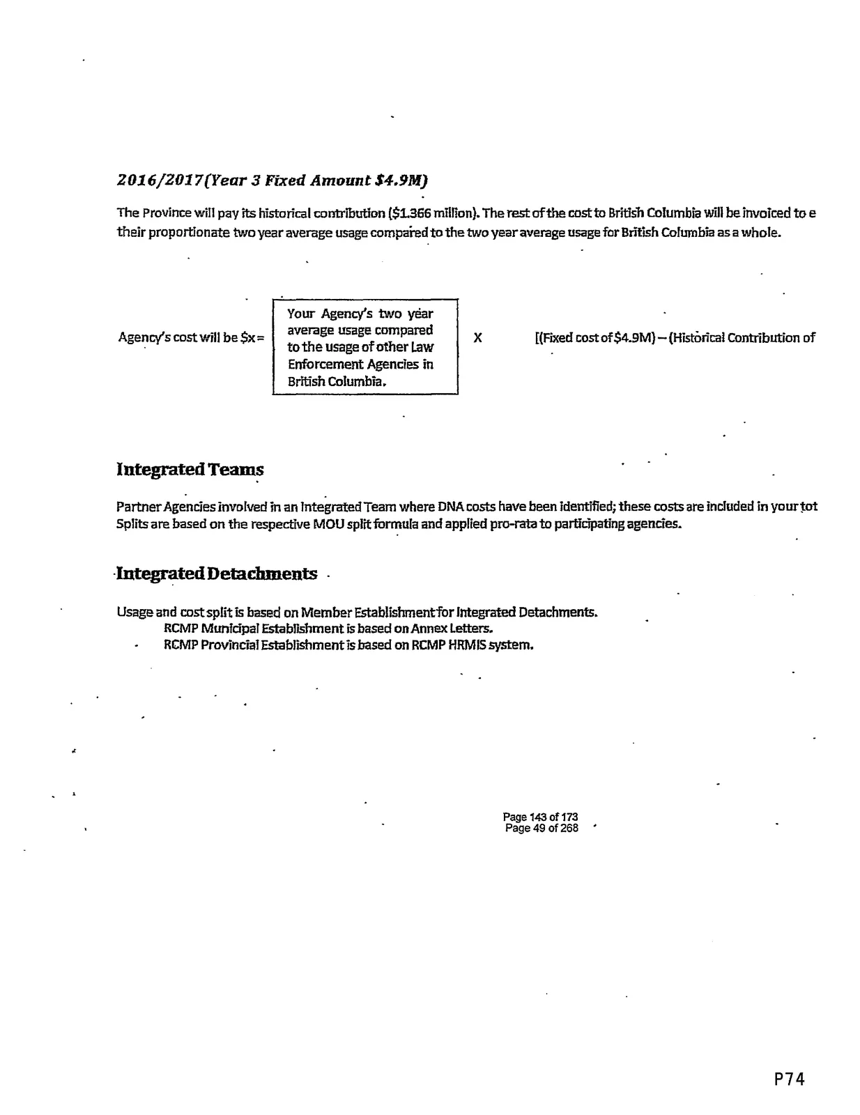 Billing Calculation Year 3 and Integrated Teams notes