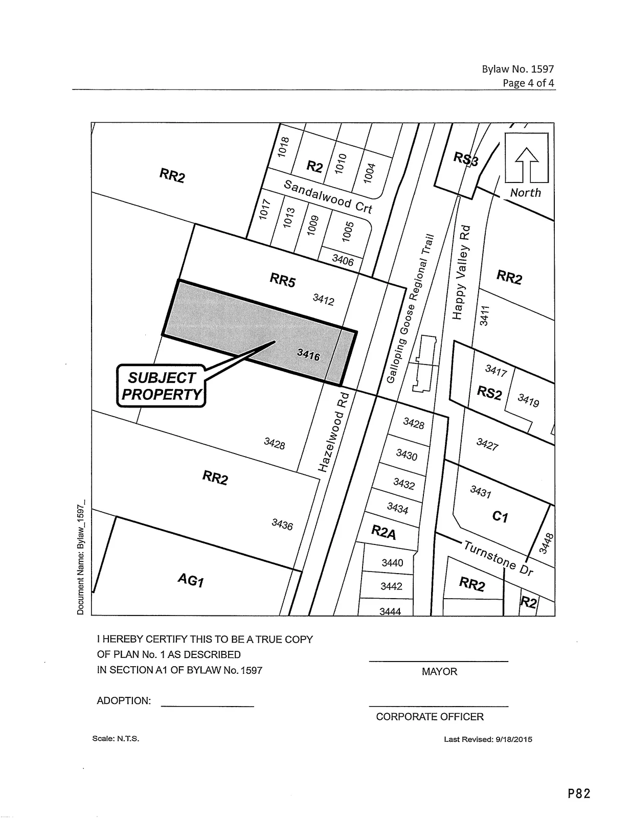 Certified copy of Plan No. 1 as described in Section A1 of Bylaw No. 1597