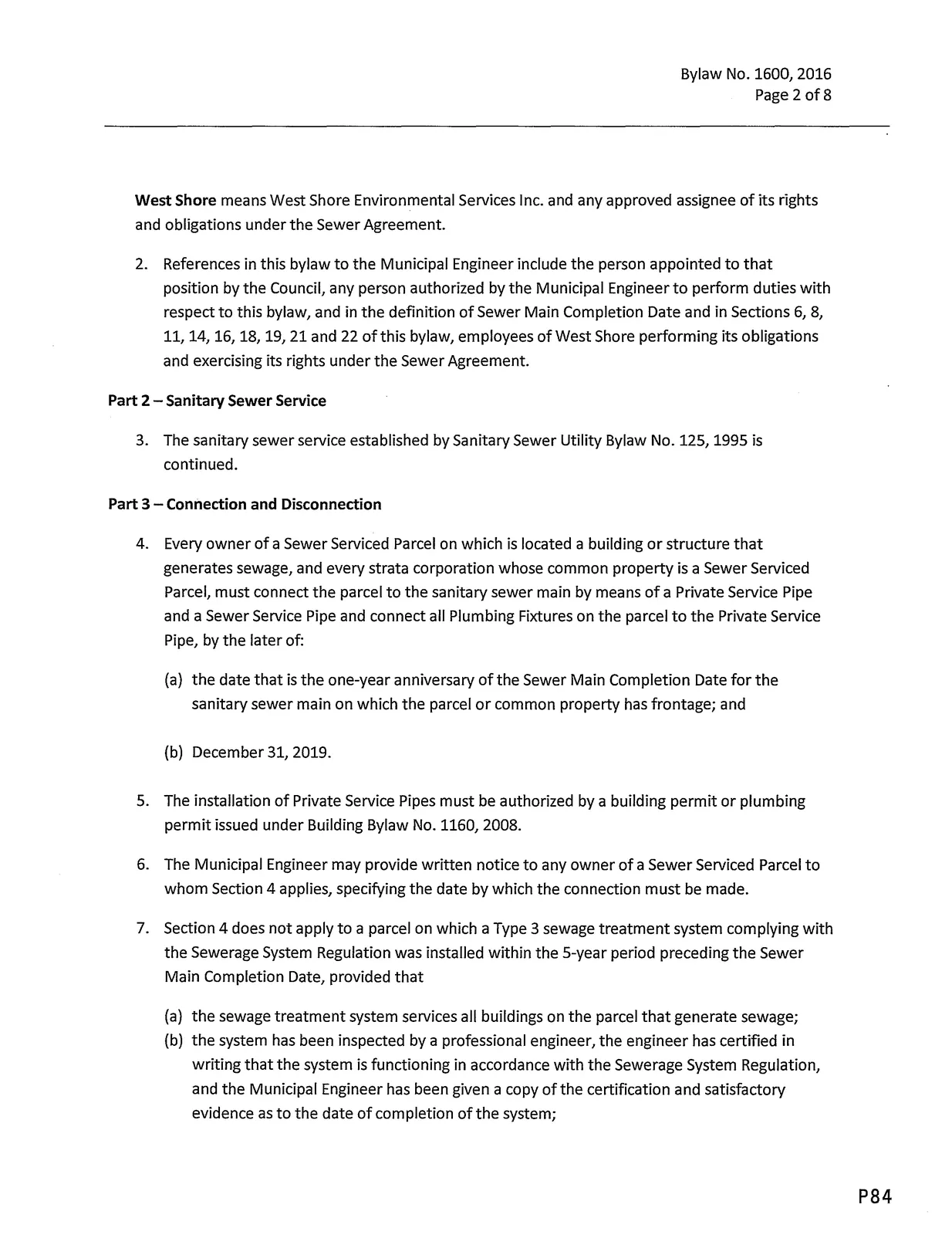 Definitions and Part 2–3 content showing Municipal Engineer references