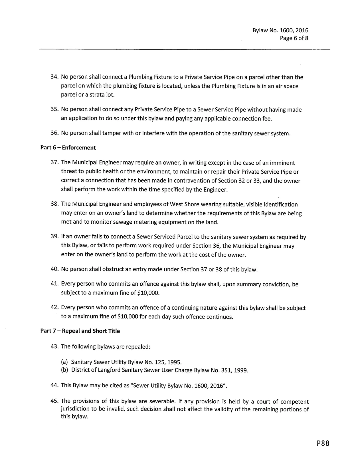 Pages showing Parts 5–6 enforcement provisions