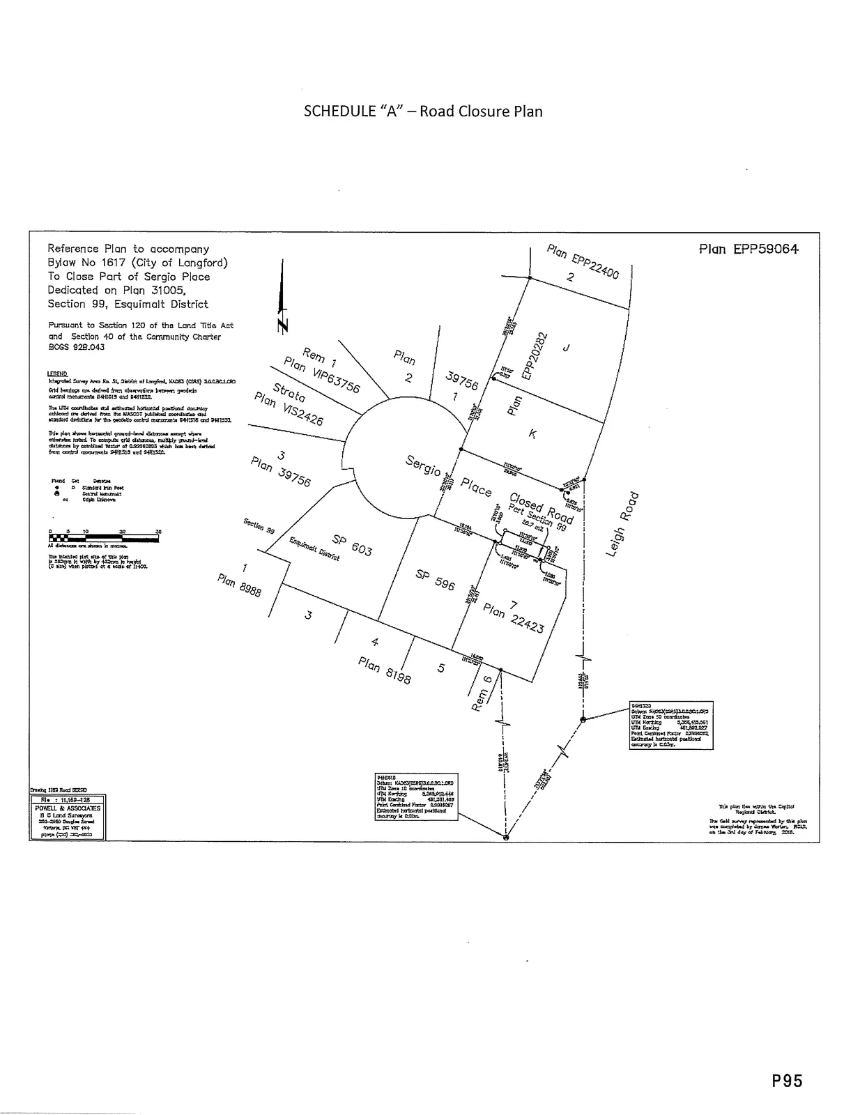 Schedule "A" — Road Closure Plan (reference plan / map)