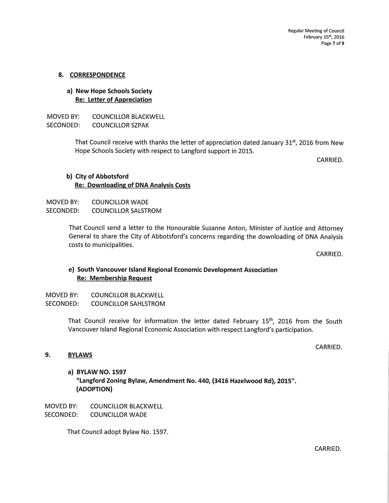 Scanned page of meeting minutes