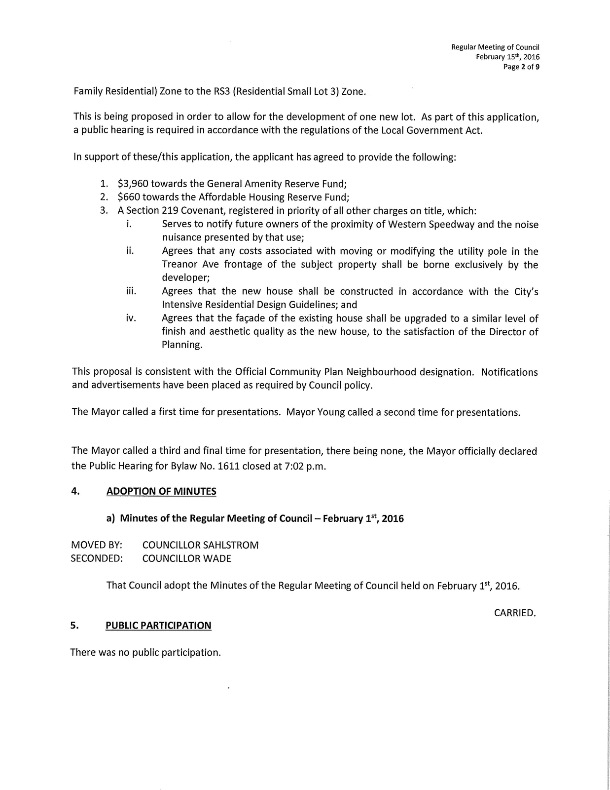 Scanned page of meeting minutes