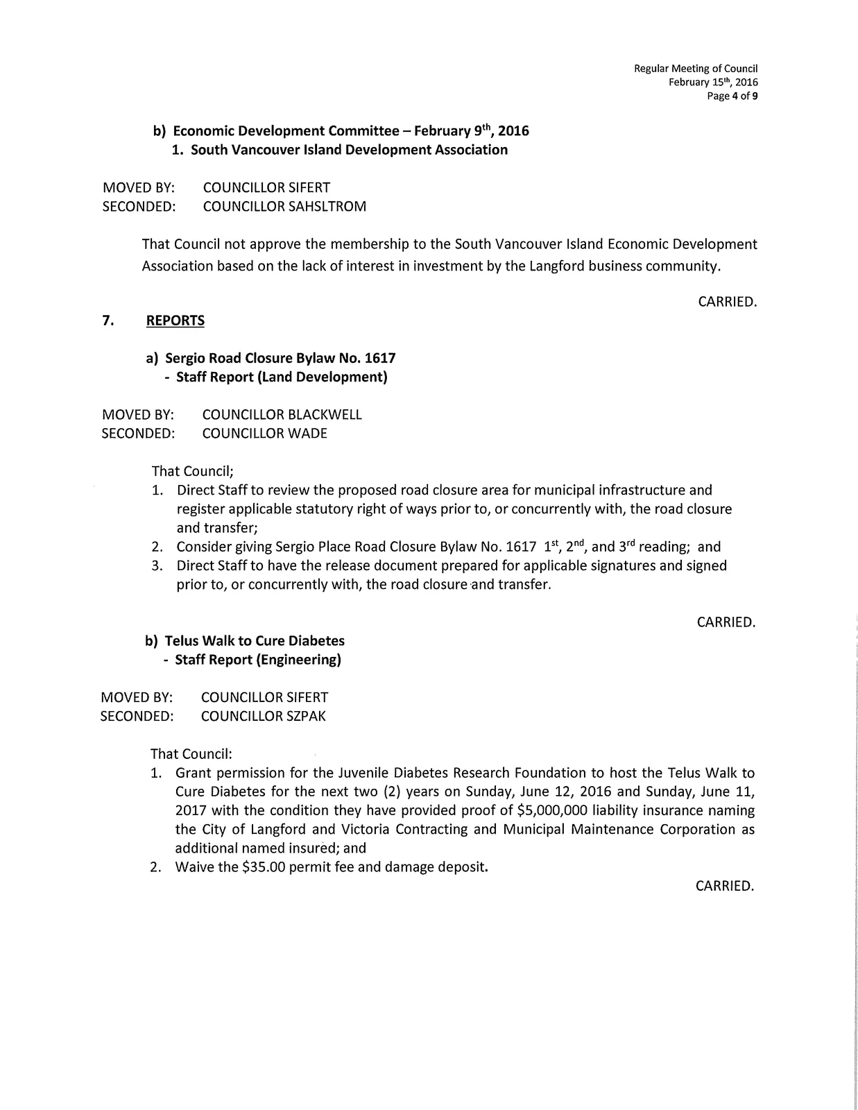 Scanned page of meeting minutes