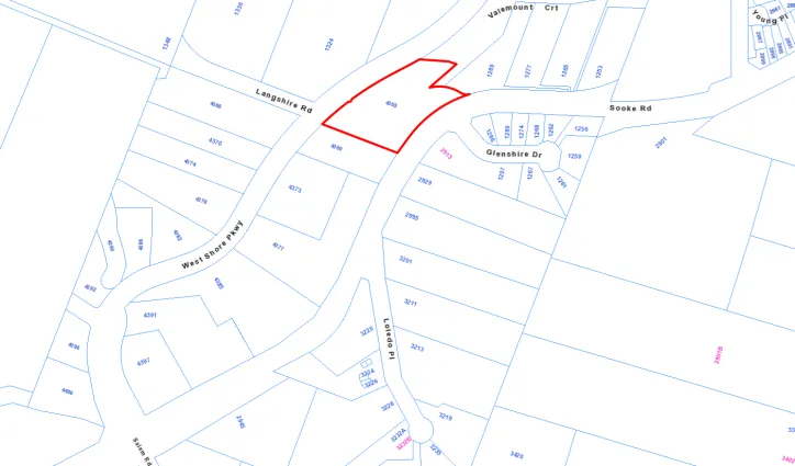 Map of the subject property at 4365 West Shore Parkway indicated in red