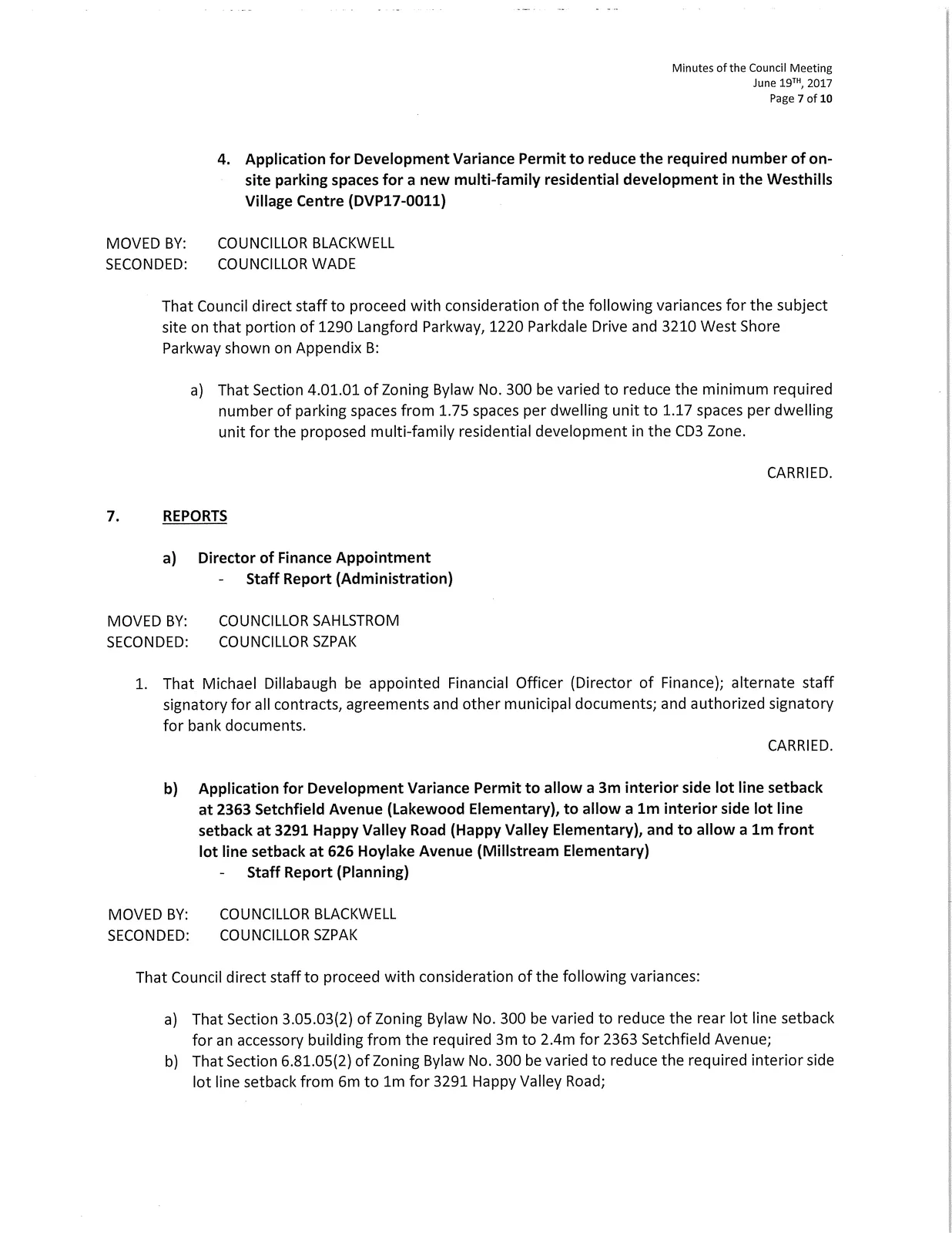 Council meeting minutes — page 7