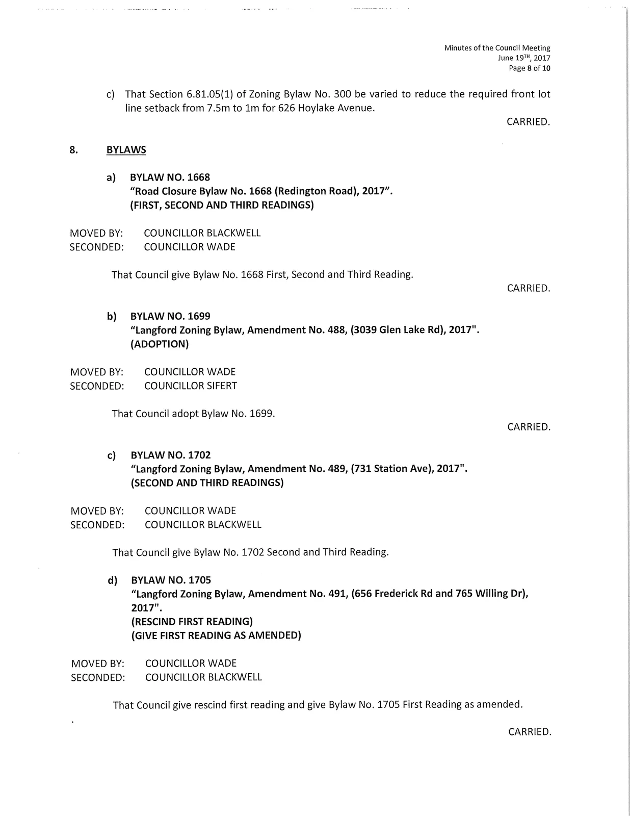 Council meeting minutes — page 8