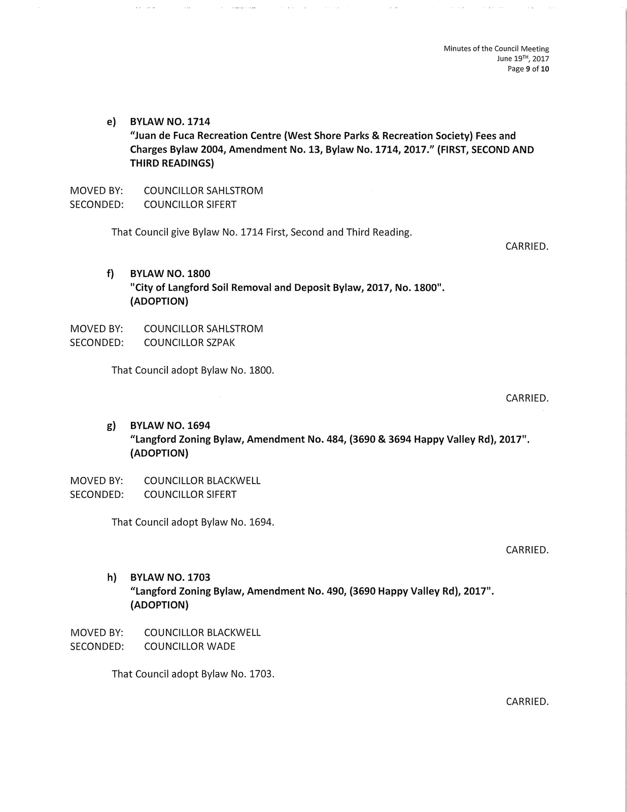 Council meeting minutes — page 9