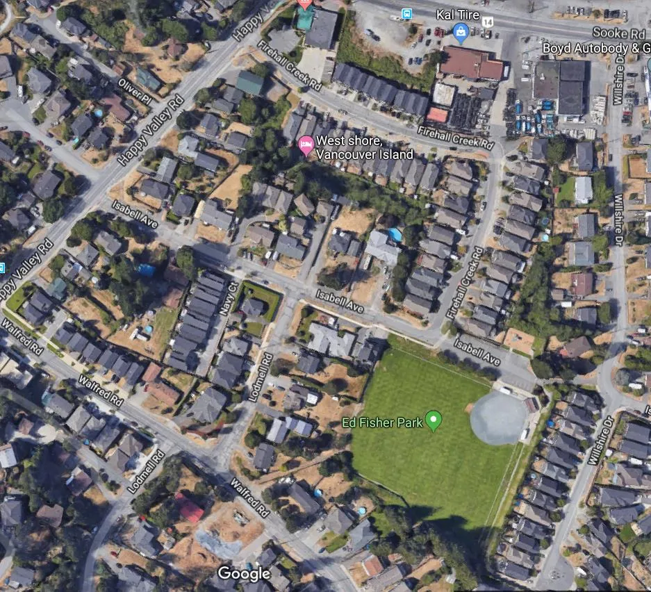 Ortho Map of 950 Isabell Avenue (in red), Google Maps 2019