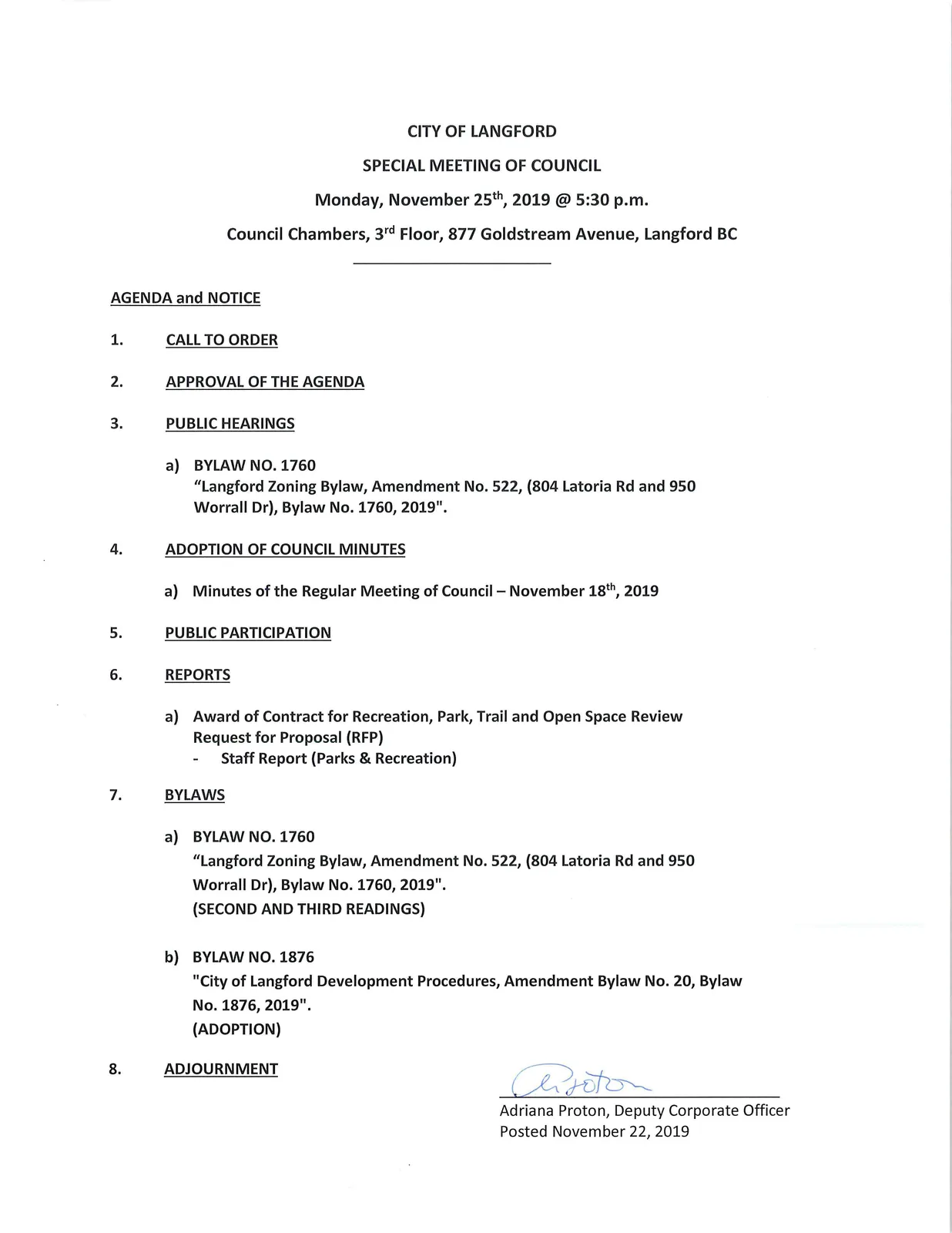 Special Meeting of Council agenda cover
