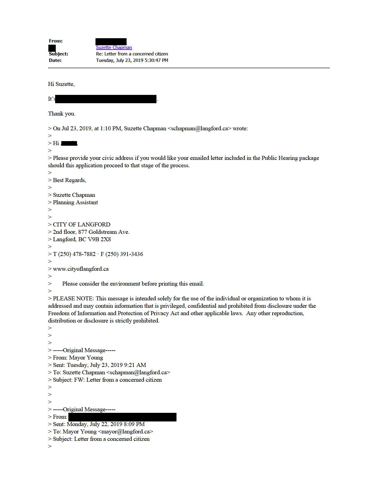 scanned copy of the submitted letter