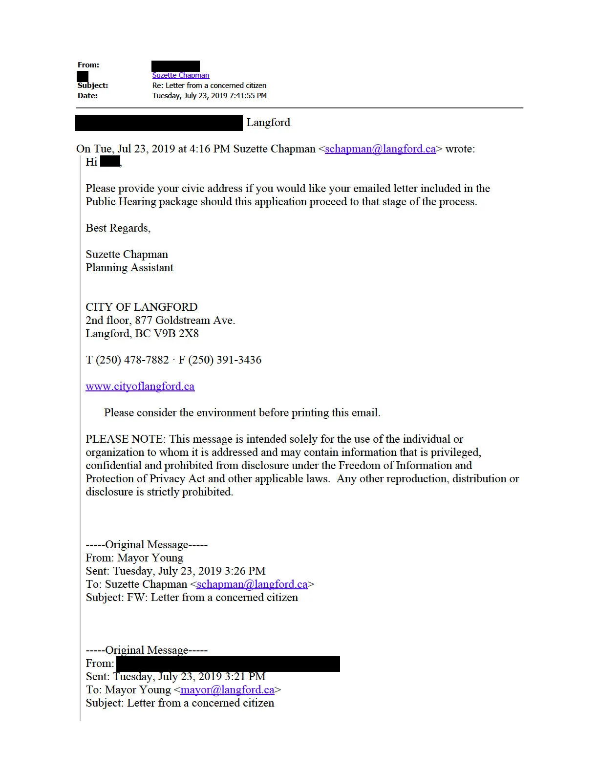 scanned copy of the submitted letter