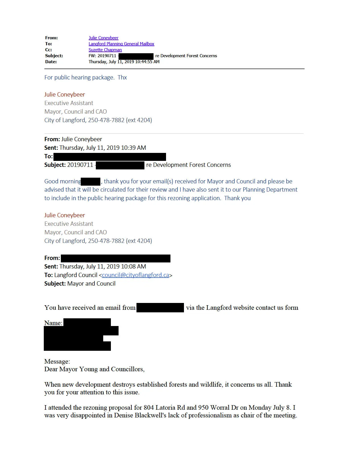 Scanned letter addressed to Ms. Blackwell — full-page letter image