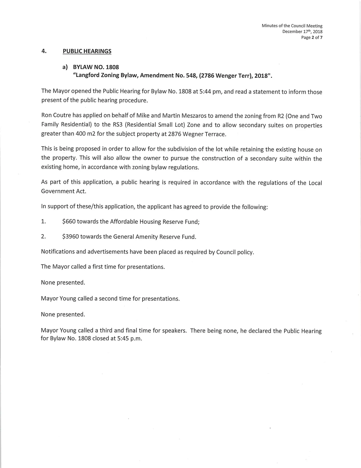 Public Hearing notice / Bylaw information