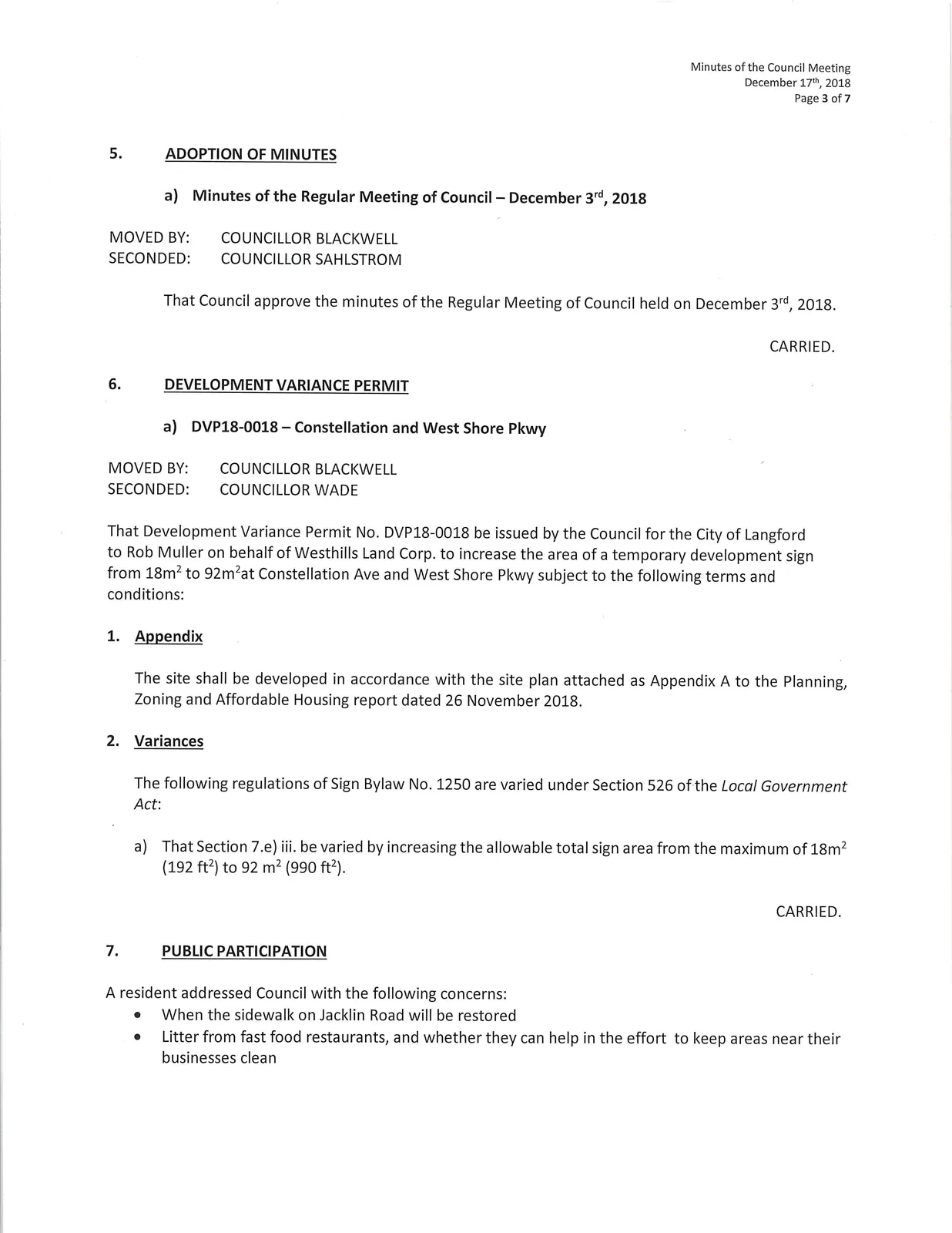 Development Variance Permit details / site plan reference