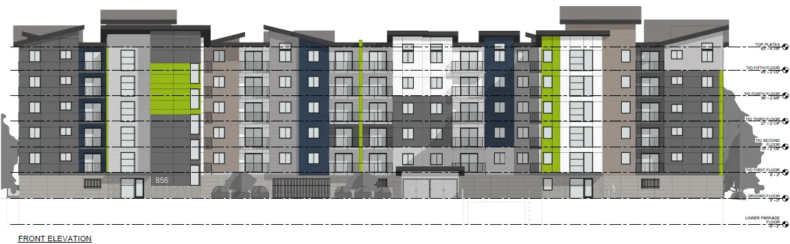 Front elevation of proposed building, as viewed from Orono Avenue