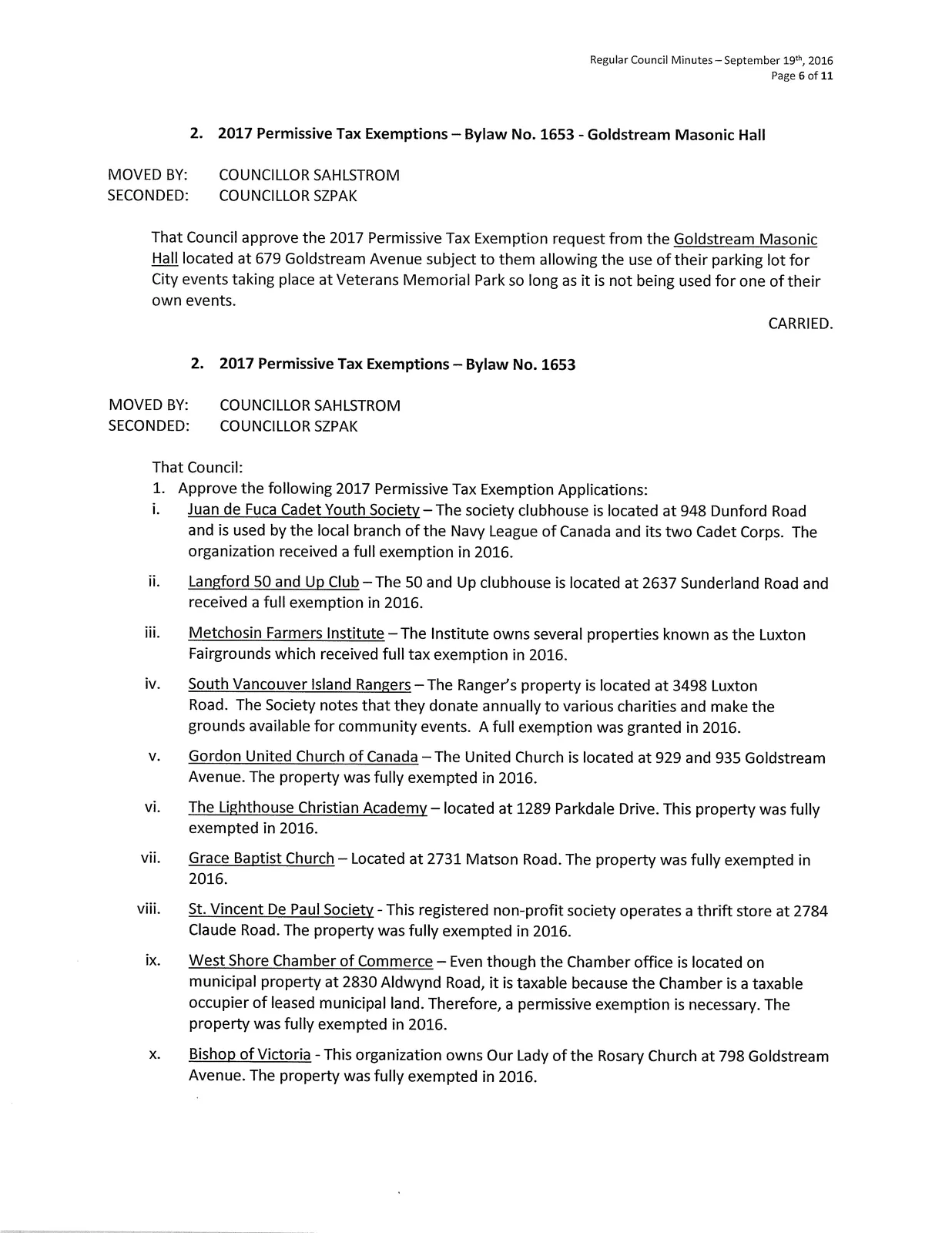 Page 6 scanned image of minutes