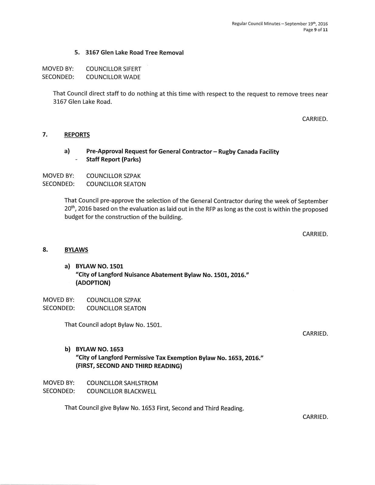 Page 9 scanned image of minutes