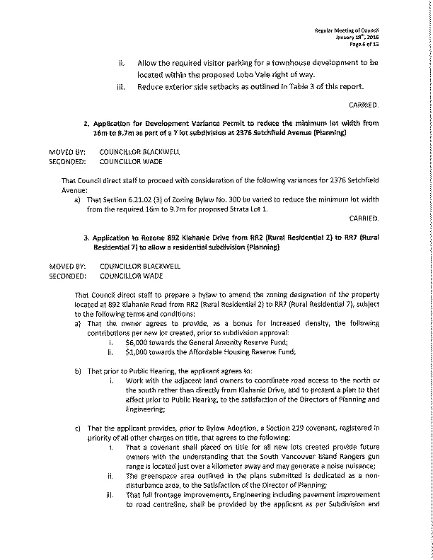 scanned page image from Regular Meeting of Council section
