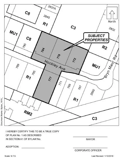 Plan showing 772, 777, 778 and 784 Hockley Ave shaded