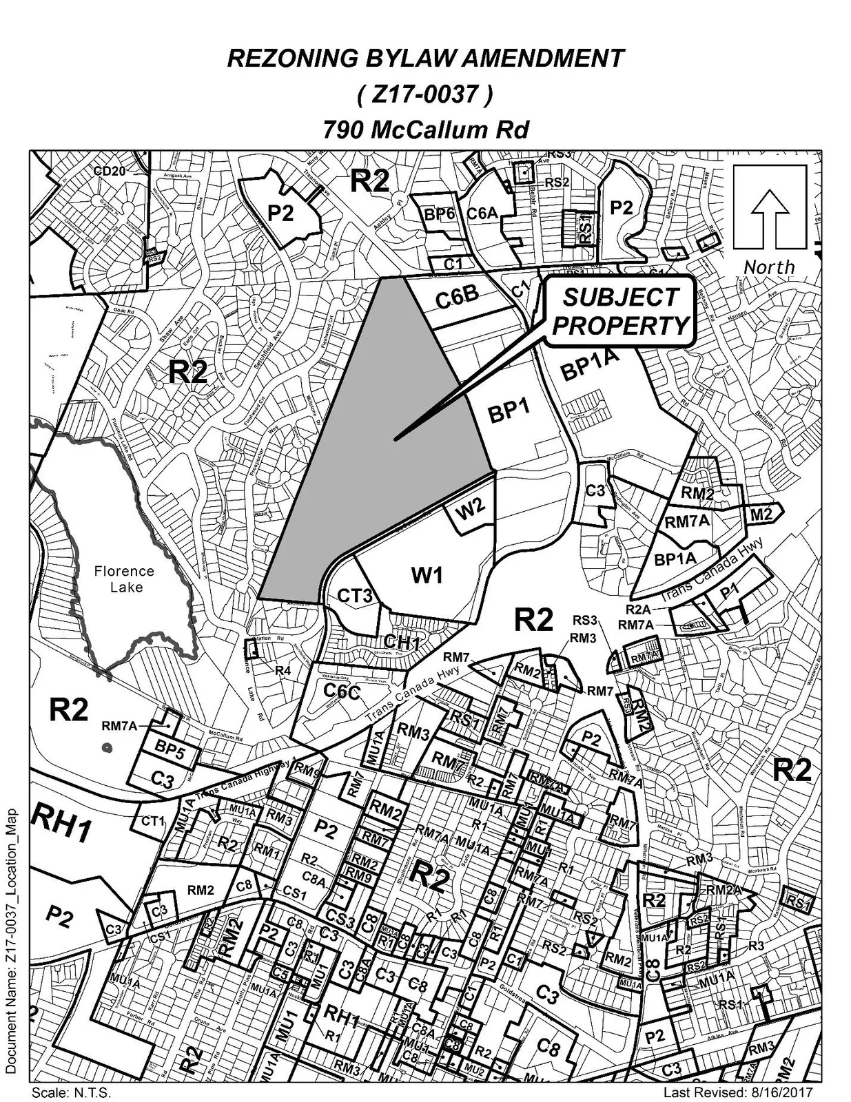Location Map showing subject property at 790 McCallum Rd and surrounding zoning