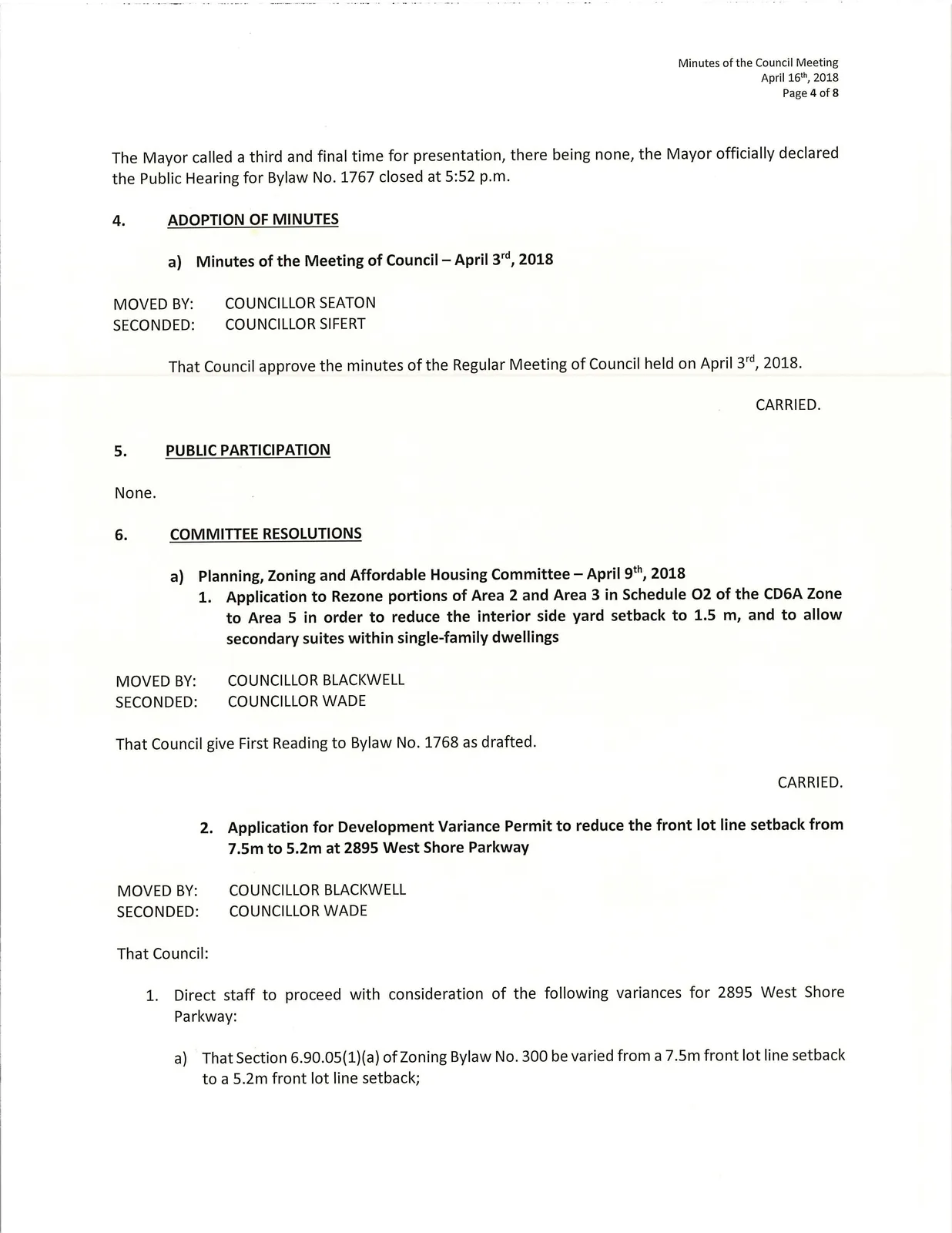 scan of page 4 of the meeting minutes