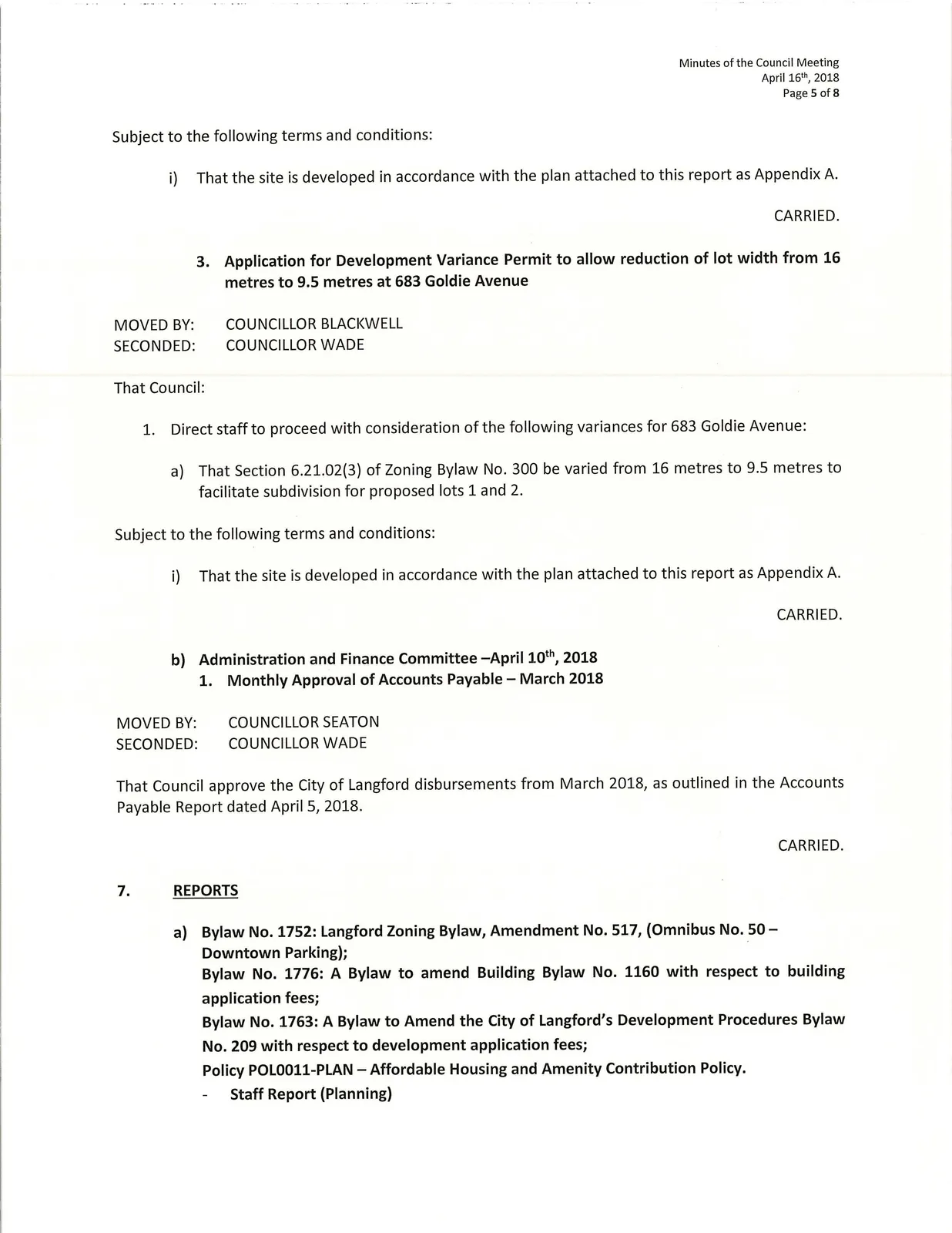 scan of page 5 of the meeting minutes