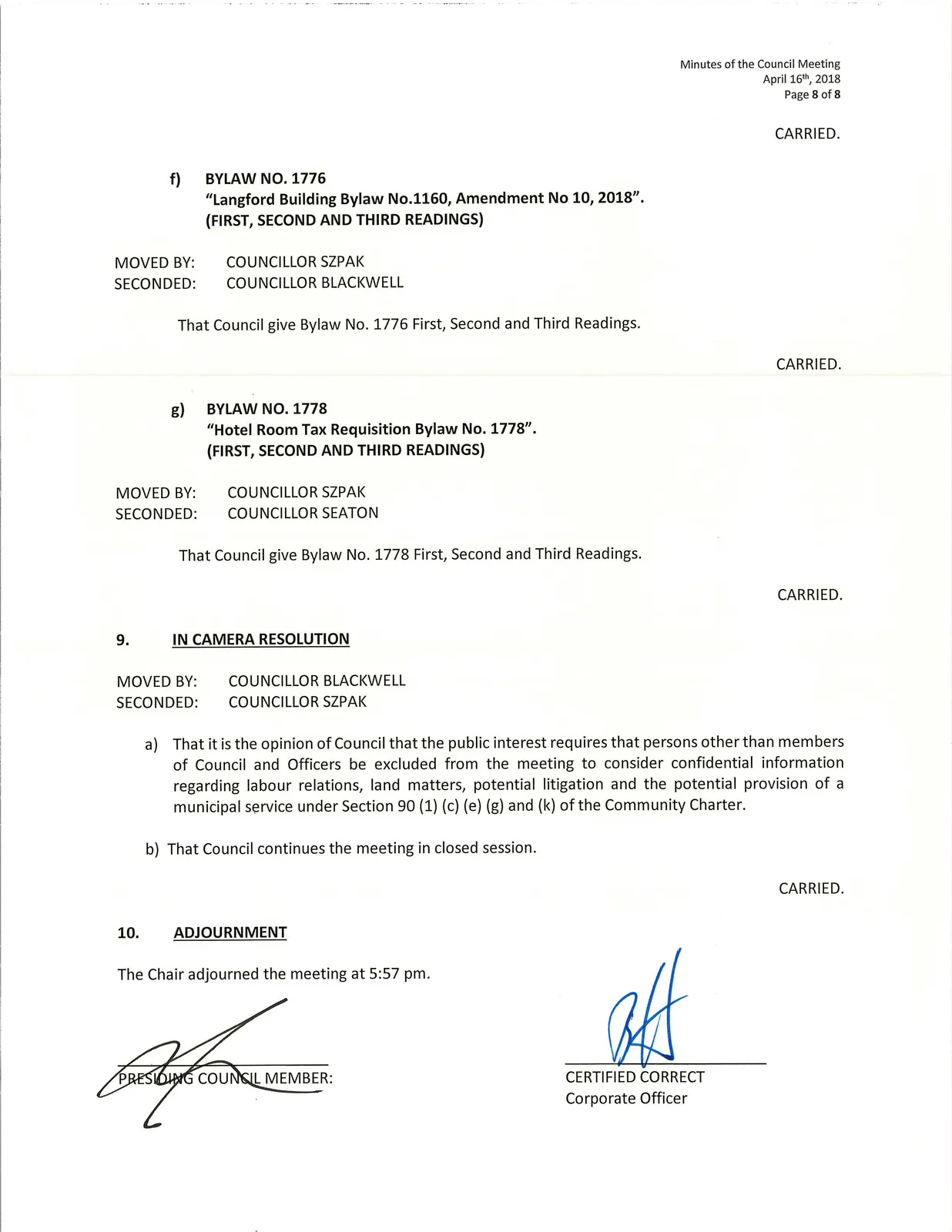scan of page 8 of the meeting minutes