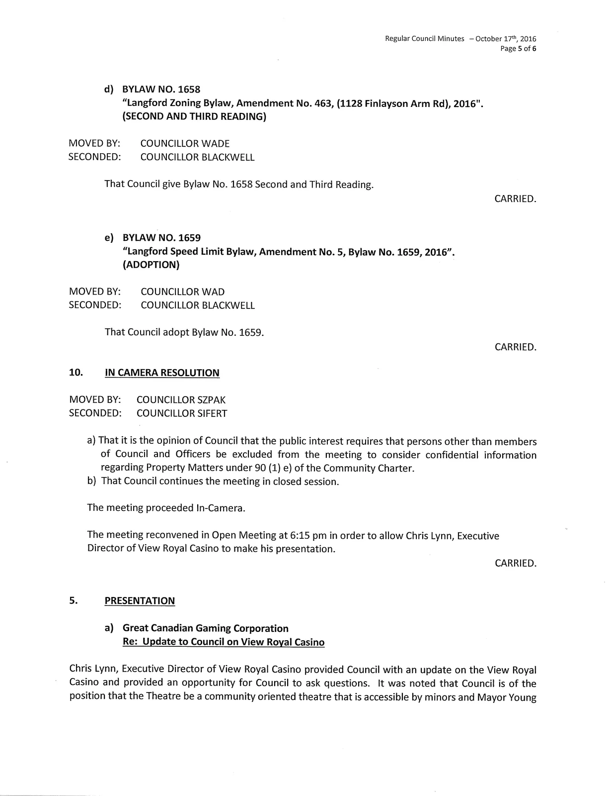 Page 5 scan of meeting minutes