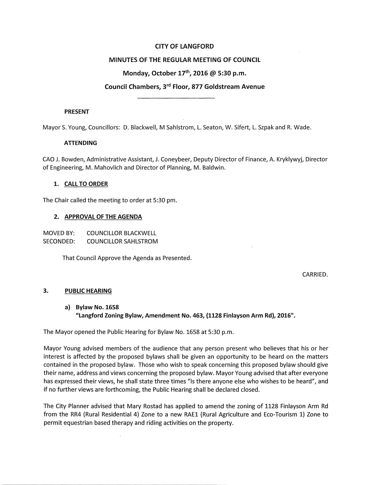 Page 1 scan of meeting minutes