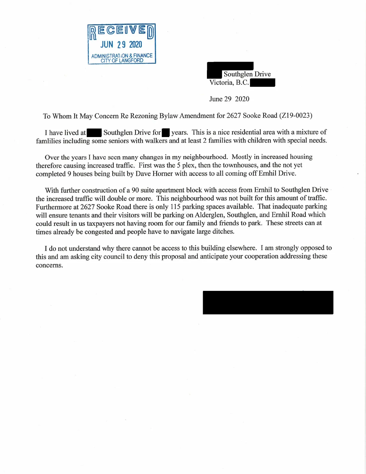 two-page typed submission — pages follow